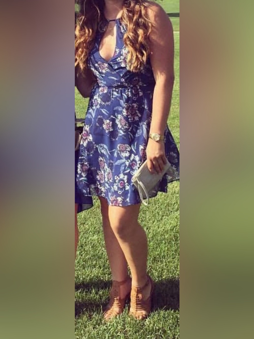 Navy Blue Floral Summer Dress